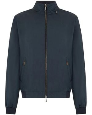 Moorer Zipped High-Neck Jacket - Blue