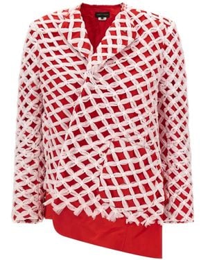 Comme des Garçons Tulle-Weave Asymmetric Blazer - Red