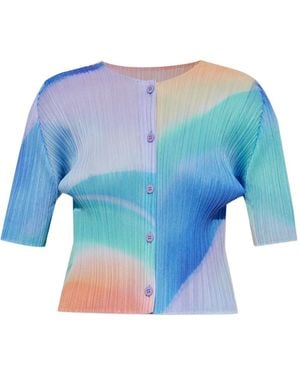 Pleats Please Issey Miyake プリーツ カーディガン - ブルー