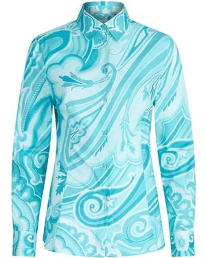 Etro Paisley-Print Long-Sleeve Shirt - Blue