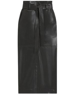 BOSS Long-Length Faux-Leather Pencil Skirt With Tie Belt - Black
