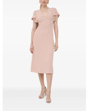 BOSS Flutter-Sleeve V-Neck Midi Dress - Pink