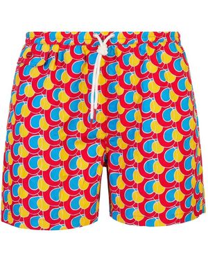 Kiton Geometric-Print Swim Shorts - White