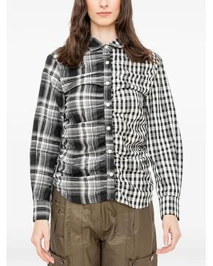 ANDERSSON BELL Shirred Checked Shirt - Grey