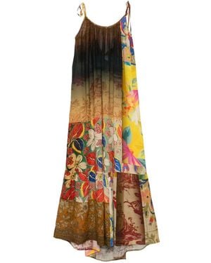 120% Lino Floral-Print Maxi Dress - Brown
