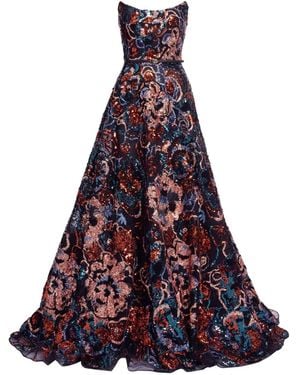 Elie Saab Sequin-embellished Maxi Dress - ブルー