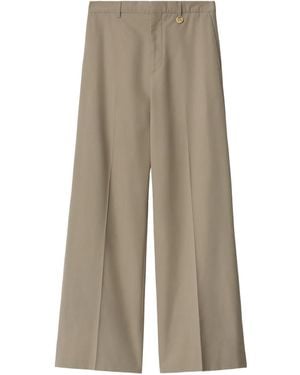 Burberry Silk Tailored Trousers - Natural