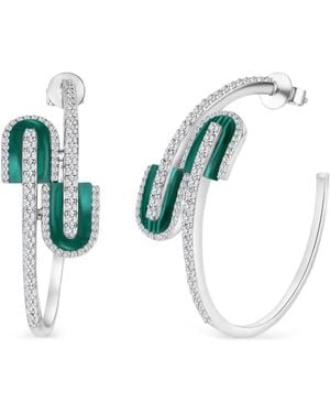 UNION LOS ANGELES U Diamond And Malachite Hoop Earrings - Blue