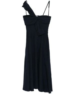 Viktor & Rolf Bow Draped Flared Midi Dress - Black