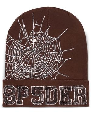Sp5der Beanie Mit Strass - Braun