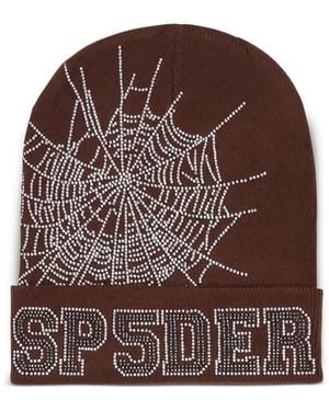 Sp5der Beanie Mit Strass - Braun