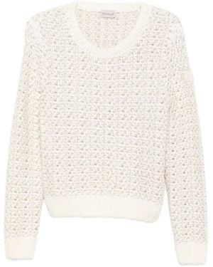 Moncler Long-Sleeved Crew Neck Sweatshirt - White