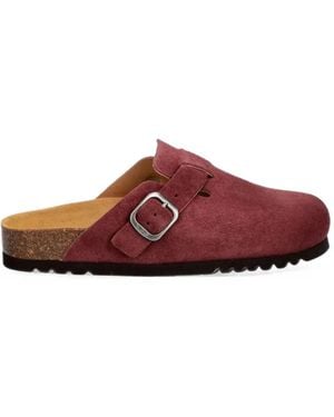 Scholl Fae Buckle-Fastening Suede Mules - Red