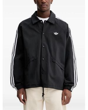 adidas Logo-Embroidered 3-Stripes Jacket - Black