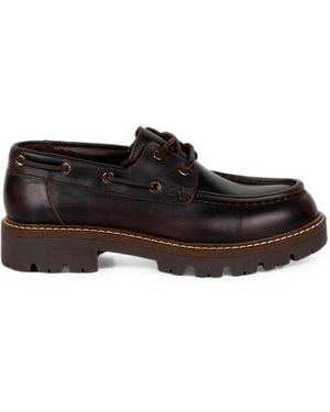Stokton Rochelle Lace-Up Lug-Sole Loafers - Black