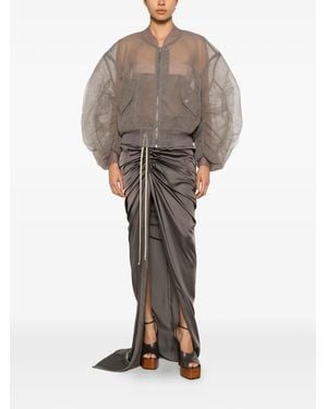 Rick Owens Secchia Flight Crinkled Sleeve Bomber Jacket - Brown