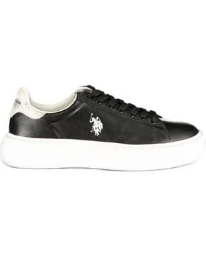 U.S. POLO ASSN. Logo-Embroidered Platform Trainers - Black