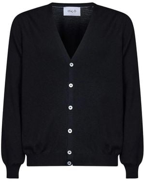 D4.0 V-Neck Button-Up Cardigan - Black