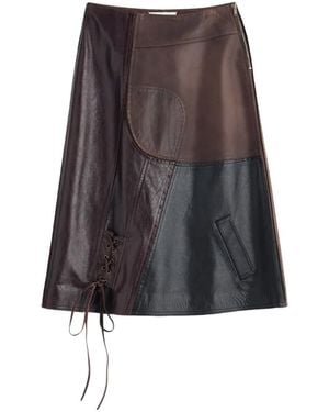 Maison Margiela Falda Midi Con Cordones Y Diseño Patchwork - Marrón