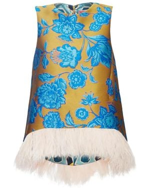 La DoubleJ Feather-trim La Scala Top - Blue