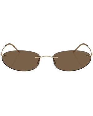 Giorgio Armani Rimless Oval-Frame Sunglasses - Brown