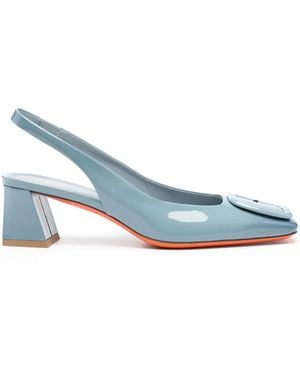 Santoni Patent-Leather Court Shoes - Blue