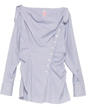 FETICO Striped Scarf-Collar Blouse - Purple