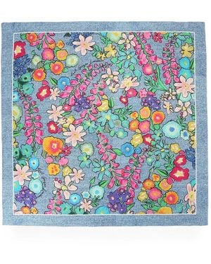 Kurt Geiger Floral-Print Denim-Effect Scarf - Blue