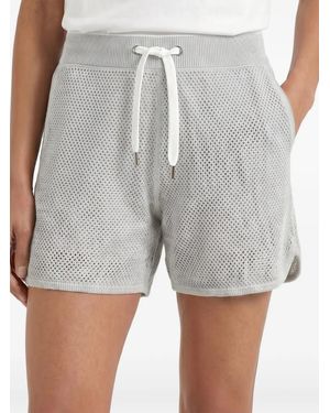Brunello Cucinelli Textured-Knit Drawstring-Waist Shorts - Grey