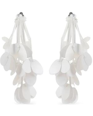 Plan C Sequin Fringed Clip-On Earrings - White