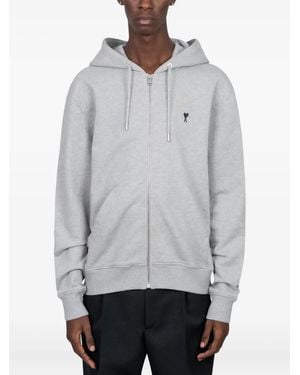 Ami Paris Sudadera con capucha y logo bordado - Gris