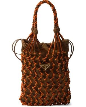 Prada Macramé Kleine Schoudertas - Bruin