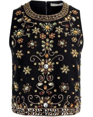 Alice + Olivia Amal Crystal-Embellished Tank Top - Black
