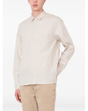 Officine Generale Aedan Vertical-Stripe Shirt - Natural