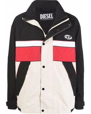 DIESEL Contrast-Panel Funnel Neck Jacket - Multicolour