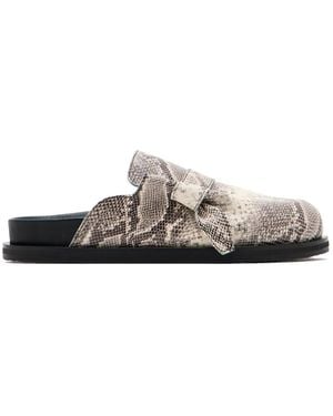 Yuzefi Snake-Print Flat Mules - White
