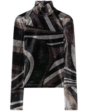 PUCCI Gray Iride-print Top - Women's - Polyamide/rayon - Black