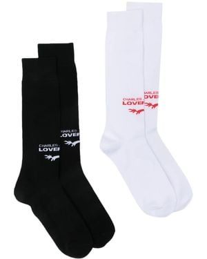 Charles Jeffrey Logo-Intarsia Cotton Blend Socks (Set Of Two) - Black