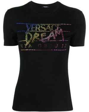 Versace T-Shirt Mit Strass - Schwarz