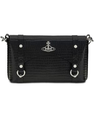 Vivienne Westwood Kimmy Crocodile-Effect Cross Body Bag - Black