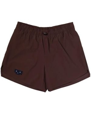 UNNA Elastic-Waistband Performance Shorts - Brown