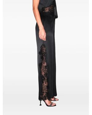 Fleur du Mal Lace-Trim Satin Trousers - Black