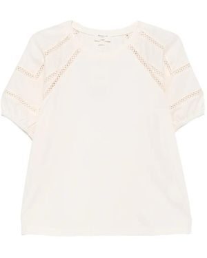 MAISON 123 T-Shirt À Bords En Dentelle - White