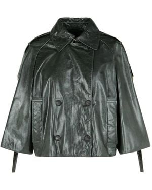 Max Mara ポインテッドカラー ダブルジャケット - グリーン