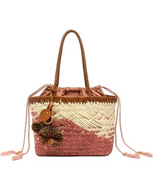 Gianni Chiarini Woven-Design Drawstring Tote Bag - Pink