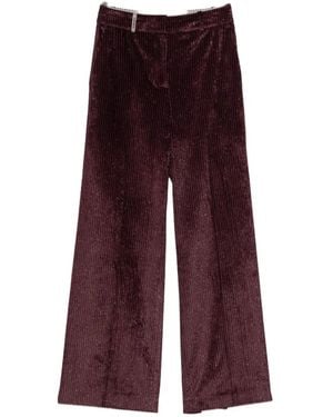Peserico Glitter-Effect Corduroy Straight Pants - Purple