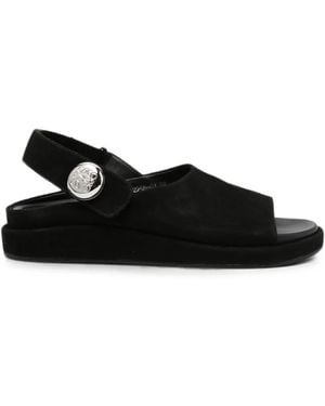 SERGIO MORETTI FIRENZE Logo-Plaque Touch-Strap Sandals - Black