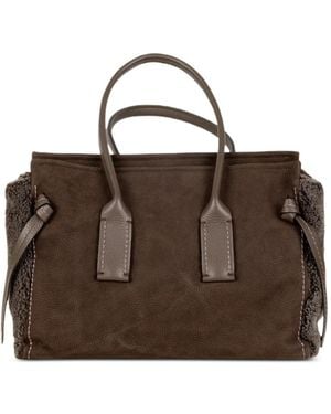 VISONA Cortina Stone Leather Tote Bag - Brown