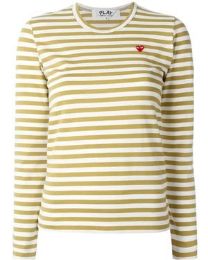 COMME DES GARÇONS PLAY Heart-Patch Striped Top - Multicolour