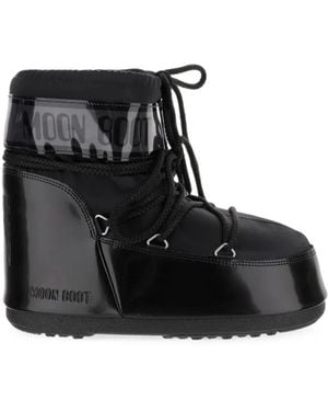 Moon Boot Icon Low Glance Satin Boots - Black